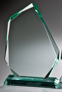 Thumbnail for Auszeichnungen Aachen 3-er Serie 180x130 mm – 265x170 mm PK765743-41-3 Trophäe in sechseckiger Form mit klarer Jade Premium Glas-Tönung, dargestellt auf grauem Hintergrund.