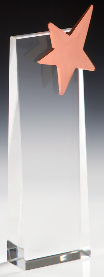 POMEKI Kristalltrophäe mit rosa Sternemblem und Laser Gravur Awards Potsdam 3-er Serie 205x70 mm - 255x70 mm PK768168-768-3.