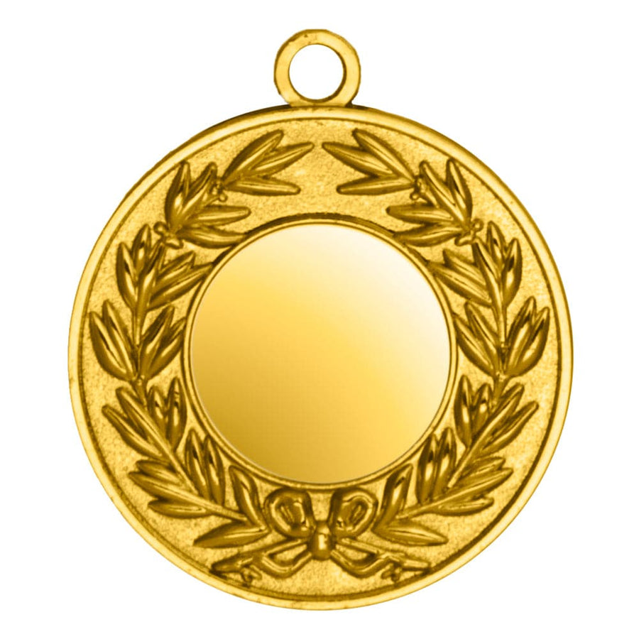 Die Medaillen Gießen 50 mm PK79179g-E25 sind eine aus hochwertigem Material gefertigte Goldmedaille mit einer leeren Mitte, die von einem Lorbeerkranz umgeben ist. Dieses Emblem ist ein Beispiel für Medaillen mit exklusivem Design.