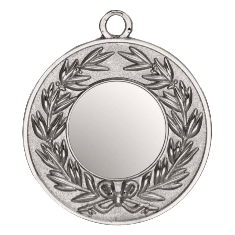 Die Medaillen Gießen 50 mm sind eine runde Silbermedaille mit exklusivem Design, mit einer leeren Mitte und einem Lorbeerkranzmuster um den Rand, gefertigt aus hochwertigem Material.