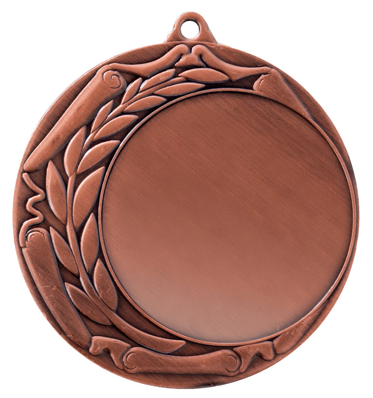 Die Medaillen Wuppertal 70 mm Bronzemedaille verfügt über ein exklusives Design mit einer schlichten Mitte und einem dekorativen Kranzmuster am Rand und eignet sich somit perfekt zur Anerkennung von Leistungen.