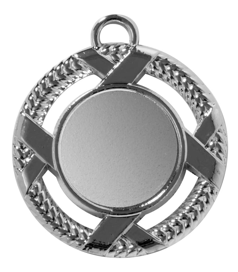 Die Medaillen Bergisch Gladbach 45 mm ist eine runde Silbermedaille mit einer leeren Mitte und einem detaillierten, verflochtenen Randdesign. Sie ist aus hochwertigem Material gefertigt, verfügt über ein exklusives Design und eine kleine Schlaufe an der Oberseite zum einfachen Aufhängen.
