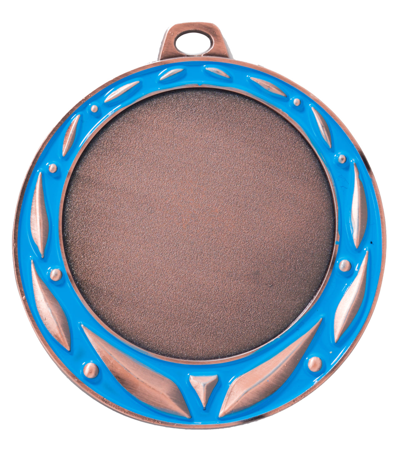 Die Medaillen Münster 70 mm PK79232g-E50 verfügen über ein exklusives Design mit blauem Rand und einer kleinen Schlaufe an der Oberseite zum Befestigen eines Bandes.