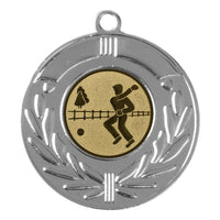 Thumbnail for Eine Auszeichnung in Form einer **Medaille Medaillen Düsseldorf 50 mm PK79250g-E25**, hergestellt aus hochwertigem Material, dargestellt in Silber- und Goldfarben mit einem Baseball-Thema. Auf ihr ist...