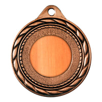 Thumbnail for Die Medaillen Schwerin 50 mm PK79251g-E25 sind eine Bronzemedaille mit einem exklusiven Design, das einen Lorbeerkranz an den Rändern, eine leere Mitte und eine Schlaufe zum Aufhängen an der Oberseite aufweist.
