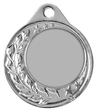 Thumbnail for Runder Silberanhänger mit einem aufwendigen Blatt- und Sternmusterrand und einem leeren Platz in der Mitte zum Gravieren. Dieses Stück ist perfekt als Medaillen Koblenz 40 mm PK79283g-E25.