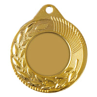 Thumbnail for Blanko-Goldmedaille von POMEKI mit Lorbeerkranz-Design, eine prestigeträchtige Auszeichnung.