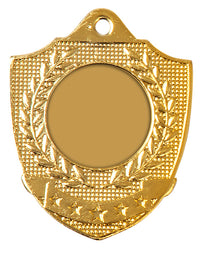 Thumbnail for Medaillen Hamburg 50 x 45 mm PK79295g-E25 in Schildform und Lorbeerkranzdesign, mit einer leeren runden Mitte zur individuellen Gestaltung, ideal für Sammler der Hamburger Medaillen.