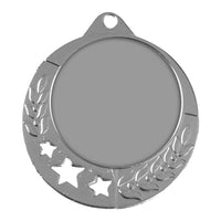 Thumbnail for Das Medaillen Velbert 70 mm PK79301g-E50 verfügt über eine leere, runde Mitte, die mit drei Sternen und komplizierten Blattmustern am Rand verziert ist, was sein exklusives, aus hochwertigem Material gefertigtes Design hervorhebt.