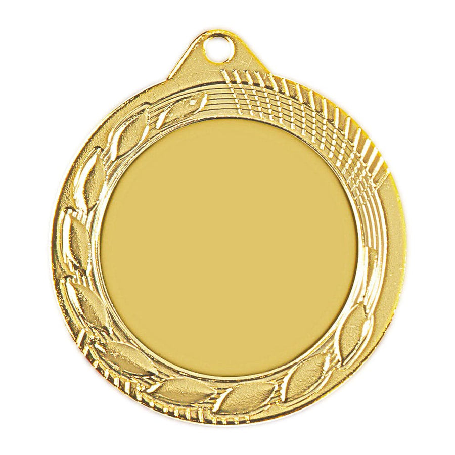 Eine Medaille Heilbronn 70 mm PK79302g-E50 mit schlichter Mitte, umgeben von einer dekorativen Umrandung, mit exklusivem Design und einem kleinen Loch an der Oberseite zum Befestigen eines Bandes.