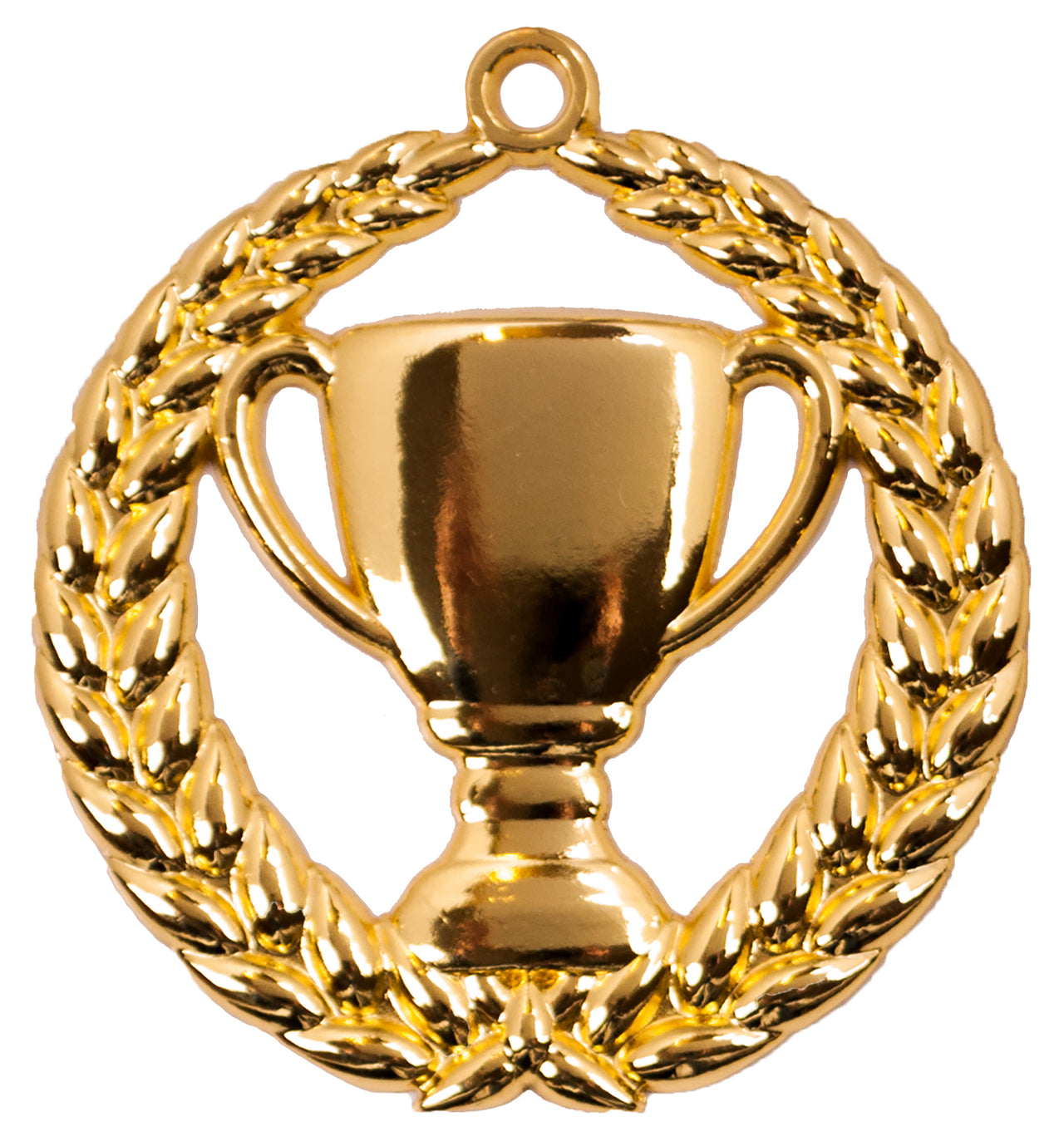 Goldener Pokal, umgeben von einem Lorbeerkranz, mit exklusivem Design von Medaillen Hannover 70 mm PK79306 von Pomeki.