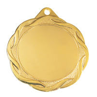 Thumbnail for Die Medaillen Paderborn 70 mm PK79337g-E50 ist eine Goldmedaille mit runder Mitte und strukturiertem Randdesign, mit einem kleinen Loch an der Oberseite zur Befestigung. Dieses exquisite Schmuckstück dient sowohl als Auszeichnung als auch als zeitloses Andenken.