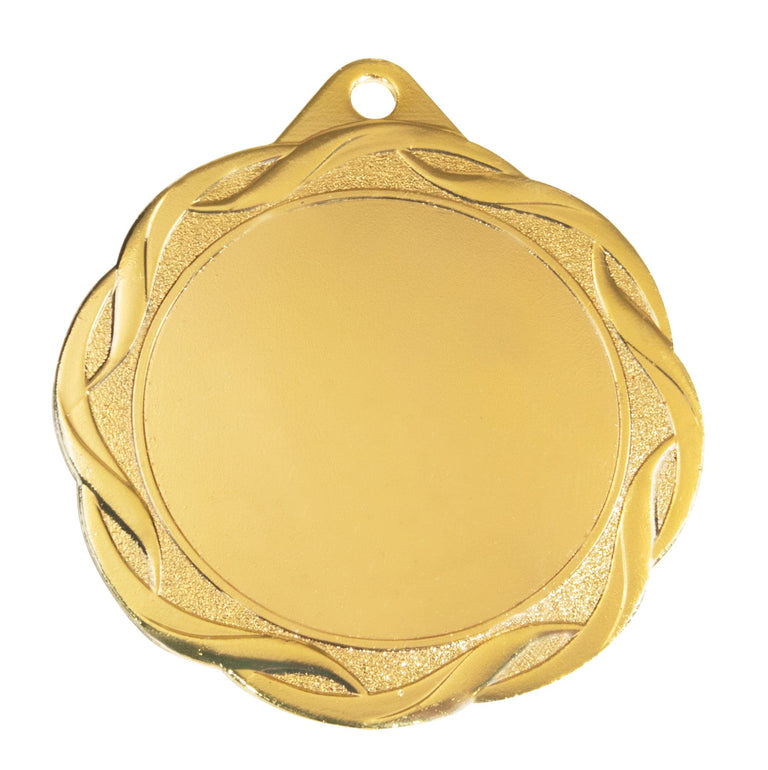 Eine Medaille Paderborn 70 mm mit strukturiertem Rand und schlichter runder Mitte, mit einem kleinen Loch oben zur Befestigung. Aus hochwertigem Material gefertigt, besticht sie durch ein exklusives Design, das Eleganz und Prestige ausstrahlt.