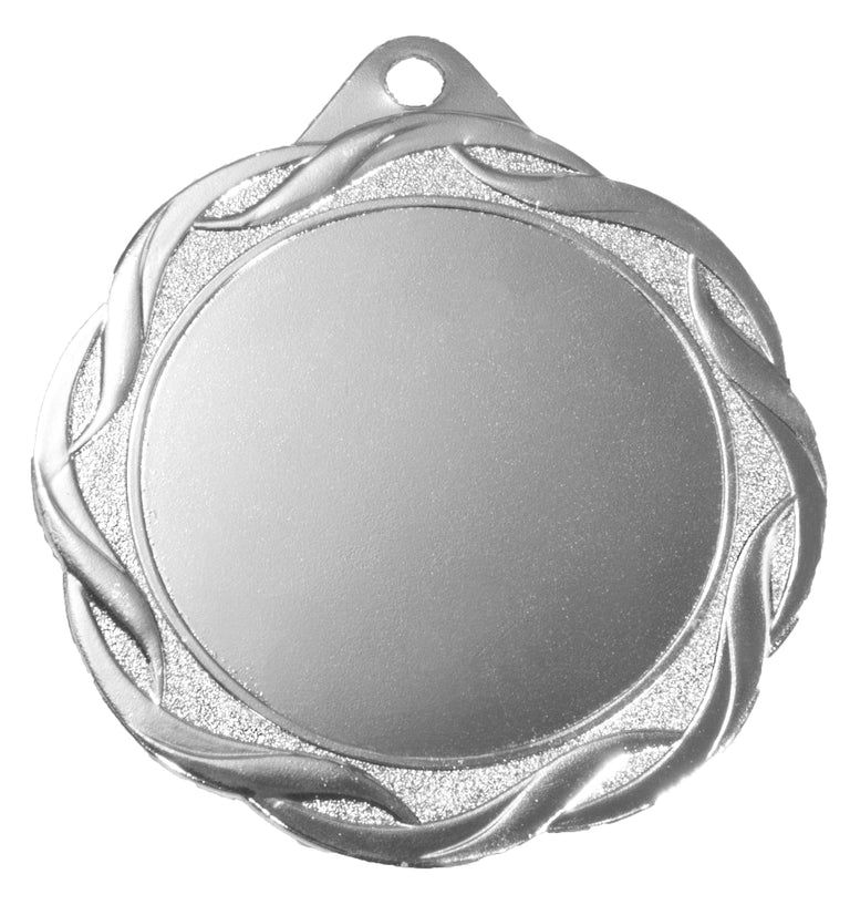 Eine Medaillen Paderborn 70 mm, runde Silbermedaille mit strukturiertem Rand und einem kleinen Loch oben für ein Band, mit exklusivem Design und gefertigt aus hochwertigem Material.