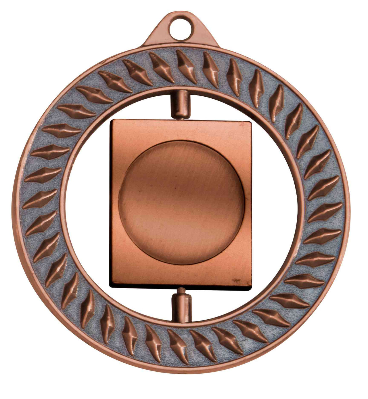 Kupferfarbener dekorativer Wandhalter Medaillen Regensburg 70 mm PK79320g-E25 mit Blattmuster und einem quadratischen Ehrenpreis-Rahmen in der Mitte von POMEKI.