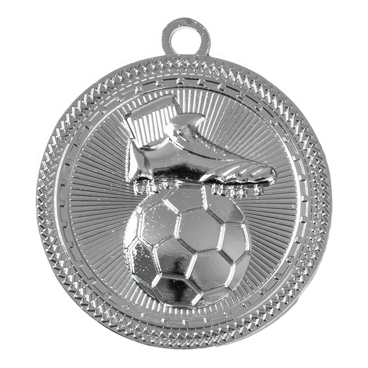 Eine exklusive Auszeichnung: Eine Silbermedaille mit dem Relief des Fußballschuh Medaillen Lübeck 50 mm PK79238 und Bälle von POMEKI.