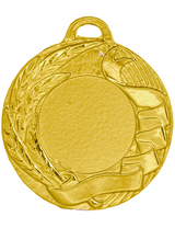 Thumbnail for Eine goldene Medaillen Recklinghausen 45 mm mit leerem Mittelbereich, geschmückt mit Lorbeerblättern und einem exklusiven Designband an den Rändern.