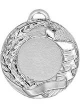 Thumbnail for Silbermedaille mit einer leeren, runden Mitte, verziert mit einem Band, Lorbeerzweigen und einer Fackel; dieses 45 mm große Stück von Medaillen Recklinghausen besticht durch ein exklusives Design, das Exzellenz perfekt verkörpert.