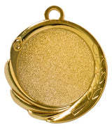 Thumbnail for Eine Goldmedaille mit einer leeren runden Mitte, einem exklusiven Design mit einem Blattmuster auf der rechten Seite und einer kleinen Schlaufe oben zum Befestigen eines Bandes. Diese aus hochwertigem Material gefertigte Medaillen Konstanz 70 mm zeugt von Eleganz und Haltbarkeit.