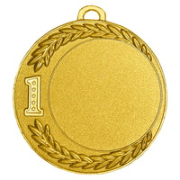 Thumbnail for Medaillen Worms 70 mm PK79173g-E50 mit geprägtem Lorbeerkranzmotiv und der Zahl 1 auf der linken Seite, isoliert auf weißem Hintergrund, dienen als wichtige Auszeichnung.