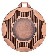 Thumbnail for Medaillen Düren 50 mm zeigt eine Bronzemedaille mit Sonnenstrahlen-Design und einem runden zentralen Emblem, gefertigt aus hochwertigem Material für ein exklusives Design.