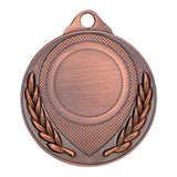Thumbnail for Bronzefarbene Medaille mit Lorbeerzweigen, leerer runder Mitte und einem Loch oben zur Bandbefestigung. Medaillen Gera 50 mm von POMEKI.