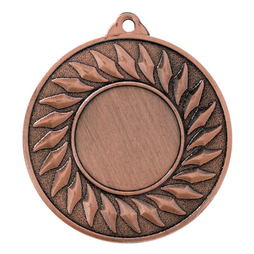 POMEKI Bronze-Medaille mit einem leeren Zentrum und einem Lorbeerkranz-Design am Rand als Auszeichnung.
