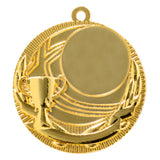 Medaillen Kaiserslautern 50 mm aus hochwertigem Material, die ein Trophäen- und Lorbeerkranz-Design mit einem leeren Zentrum für Gravuren aufweist.