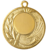 Thumbnail for Goldmedaille mit leerer Mitte, Lorbeerzweig links und Strahlenmotiv rechts am Rand. Medaillen Flensburg 50 mm von POMEKI.