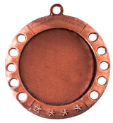 Thumbnail for Bronzefarbene Medaille mit leerer Mitte, zehn runden Löchern am Rand und vier geprägten Sternen an der Unterseite. Medaillen Ulm 70 mm von POMEKI.