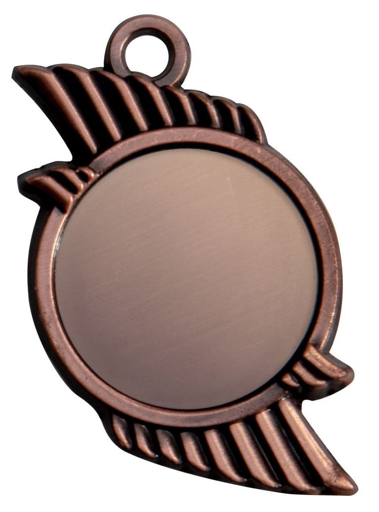 Eine aus hochwertigem Material gefertigte Bronzemedaille mit einer runden Mitte und einem flügelförmigen Design auf beiden Seiten verkörpert exklusives Design bei Medaillen Zwickau 50 mm