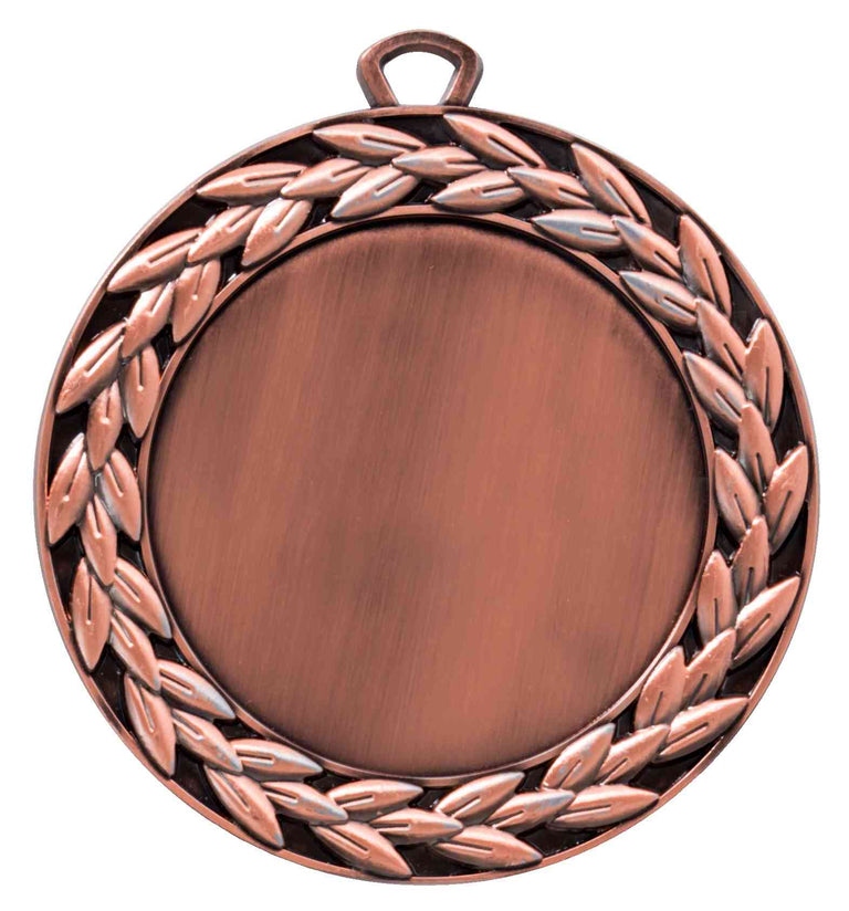 Medaillen Neuss 70 mm mit aufwendigem Blattranddesign und leerer Mitte, geeignet zum Gravieren.