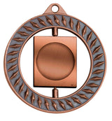 Thumbnail for Bronzefarbene Medaille mit Blattmuster-Ring und quadratischem Mittelfeld mit leerer runder Fläche. Medaillen Regensburg 70 mm von POMEKI.