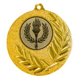 Thumbnail for Goldmedaille Berlin, 50 mm, mit geprägtem Lorbeerkranz und Fackel-Emblem in der Mitte. Von POMEKI, individuell gravierbar.