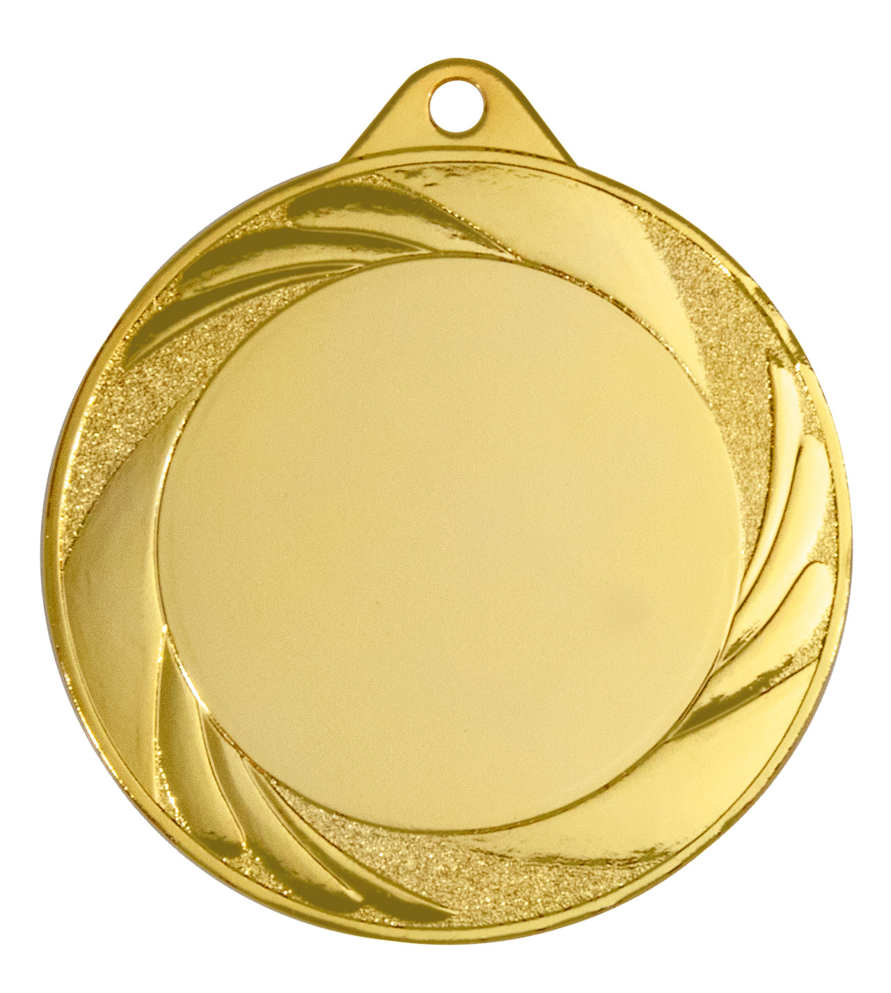 Die Medaillen Karlsruhe 70 mm PK79323g-E50 besticht durch ein exquisites Design mit einem kreisförmigen, wirbelnden Muster und einer praktischen Schlaufe zum Aufhängen an der Oberseite. Der mittlere Bereich ist leer und eignet sich daher ideal zum Gravieren von Pomeki oder anderen persönlichen Details.