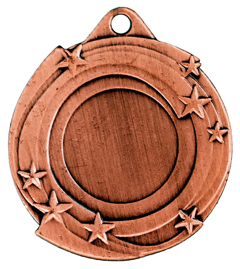 Medaillen Ludwigsburg: Eine bronzene Medaille Ludwigsburg 50 mm mit einer leeren runden Mitte aus hochwertigem Material und einem exklusiven Design mit mehreren Sternen entlang der Ränder.