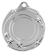 Thumbnail for Medaillen Ludwigsburg: Eine silberne, runde Medaille „Ludwigsburg“ (50 mm), gefertigt aus hochwertigem Material, verfügt über sternförmige Verzierungen am Rand und ein kleines Loch an der Oberseite zum Aufhängen – ein Beispiel für exklusives Design.