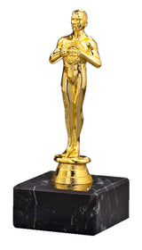 Thumbnail for Die 3er Serie Siegerfigur 154 mm - 244 mm ist eine goldene Statuette eines stehenden Mannes auf einem schwarzen Marmorsockel, perfekt als Ehrenpreis oder Geschenk und ideal für die Verwendung als Auszeichnung oder Trophäe.
