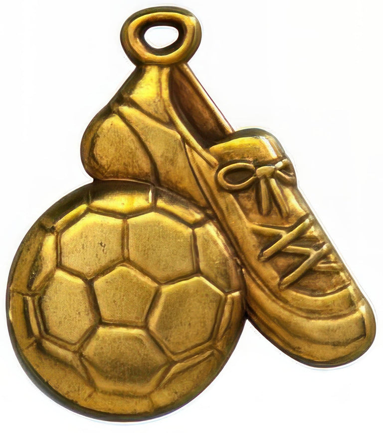 Fußball mit Schuh Medaillen Ludwigshafen 53 x 50 mm mit einem Fußball- und Fußballschuhdesign, gefertigt aus hochwertigem Material für ein exklusives Design.