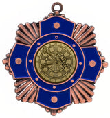 Thumbnail for Bronzefarbene Medaille mit blauen Emailleflächen und einem Emblem mit Dartscheibe und Dartpfeilen. Medaillen Herne 65 mm von POMEKI.