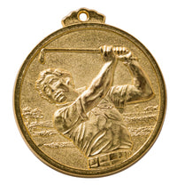 Thumbnail for Eine Golf Medaillen Mainz 68 mm PK79207 mit einem geprägten Bild eines Golfers im Schwung, gefertigt aus hochwertigem Material.