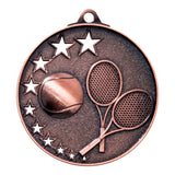 Thumbnail for Tennis-Medaillen Magdeburg 52 mm mit einem Tennisball, zwei Tennisschlägern und an den Rändern angeordneten Sternenmotiven bestechen durch exklusives Design und hochwertiges Material.