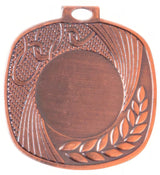 Thumbnail for Bronzefarbene Medaille in quadratischer Form mit abgerundeten Ecken, Lorbeerzweig und leerem Mittelfeld. Medaillen Dortmund 45x45 mm von POMEKI.