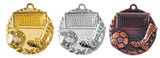 Es werden drei runde Medaillen gezeigt: Gold, Silber und Bronze. Jede Fußballtor mit Ball Medaillen Saarbrücken 47 mm zeigt einen Fußball, ein Fußballtor und einen Schuh, der den Ball kickt. Diese aus hochwertigem Material gefertigten Medaillen zeichnen sich durch ein exklusives Design aus, das sie von anderen abhebt.