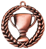 Thumbnail for Bronzefarbene Medaille mit Pokal-Relief in der Mitte, umrahmt von einem Lorbeerkranz mit Aufhängeöse. Medaillen Hannover 70 mm von POMEKI.