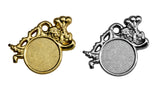 Zwei Karnevalsmedaillen in Gold und Silber, leere runde Mitte, oben eine Narrenfigur mit Luftballons. Karneval Medaillen Darmstadt 50 mm von POMEKI.