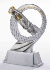 Thumbnail for Ein Trophäe Torwart 170 mm PK739300-62597 mit einem Torwart, der hechtet, um einen Fußball zu fangen, in einem runden Rahmen und mit exklusivem Design.
