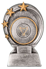 Thumbnail for Eine 3-er Serie Sonstiges 110 mm – 150 mm mit goldenen Akzenten, mit drei goldenen Sternen auf der linken Seite und einem zentralen, goldumrandeten Kreis, der eine Tasse darstellt, veranschaulicht exklusives Design und hochwertiges Material.
