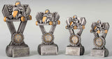 Die 4-er Serie Kart 126 mm - 193 mm umfasst vier metallische Go-Kart-Renntrophäen mit skulptierten Fahrern, goldenen Akzenten und leeren Namensschildern - perfekt als Geschenk oder Auszeichnung.