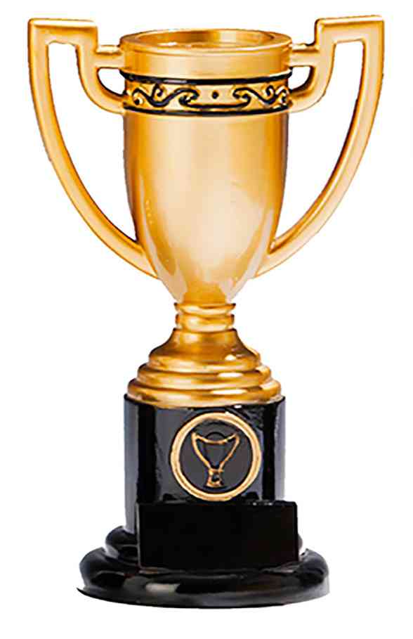 Ein Pokal Schweinfurt 170 mm PK739445-62588-E25 mit schwarzem Boden und exklusivem Design mit einem Lorbeerkranz um den oberen Pokalrand, gefertigt aus hochwertigem Material.